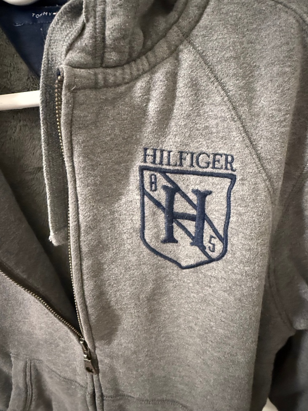 Tommy Hilfiger Gray Sherpa Lined Full Zip Hoodie Crest Women's Small